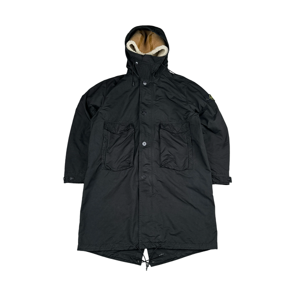 Stone Island Black David TC Blanket Lined Fishtail Parka Jacket - XL