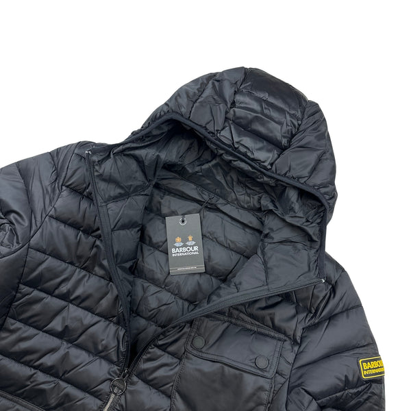 Barbour International Black Fibre Down Motorcycle Puffer Jacket XL
