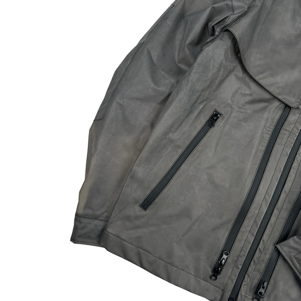 Plurimus Matte Grey Dual Hood Polycover Zipped Jacket - Small