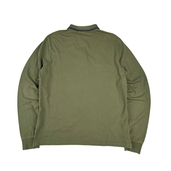 Stone Island Khaki Longsleeve Polo Top - Large