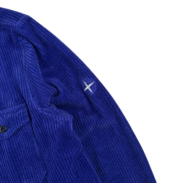 Stone Island 2021 Blue Thick Jumbo Corduroy Overshirt - Large