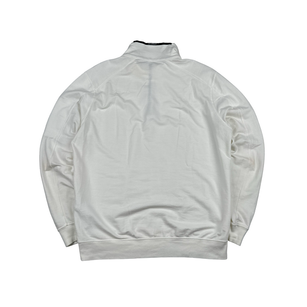 CP Company Cotton Quarter Zip Lens View White Jumper - XL