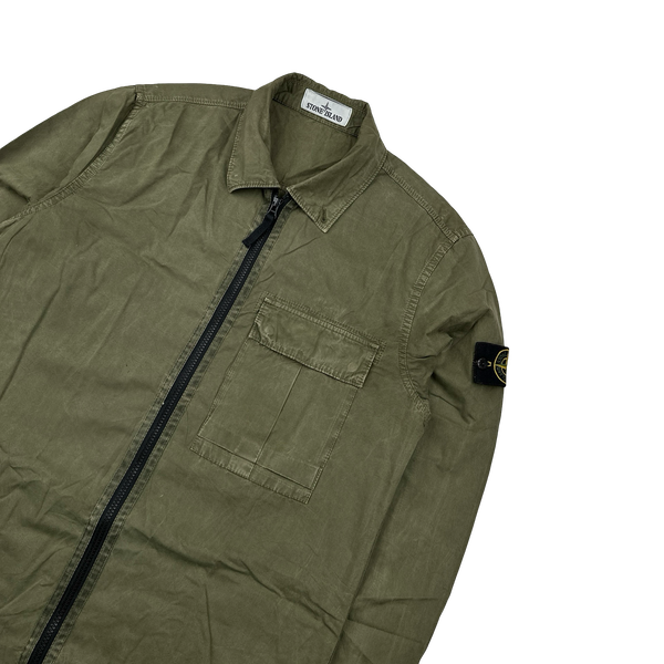 Stone Island 2019 Green Cotton Garment Dyed Overshirt - Medium