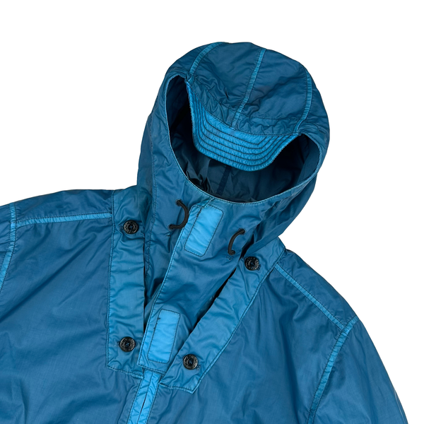 Stone Island Blue Mussola Gommata Melange Jacket - Large