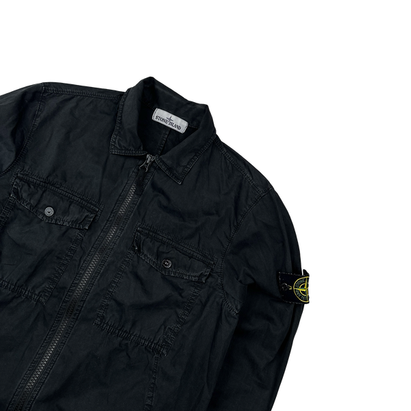 Stone Island 2019 Black Cotton Zipped Overshirt - Small