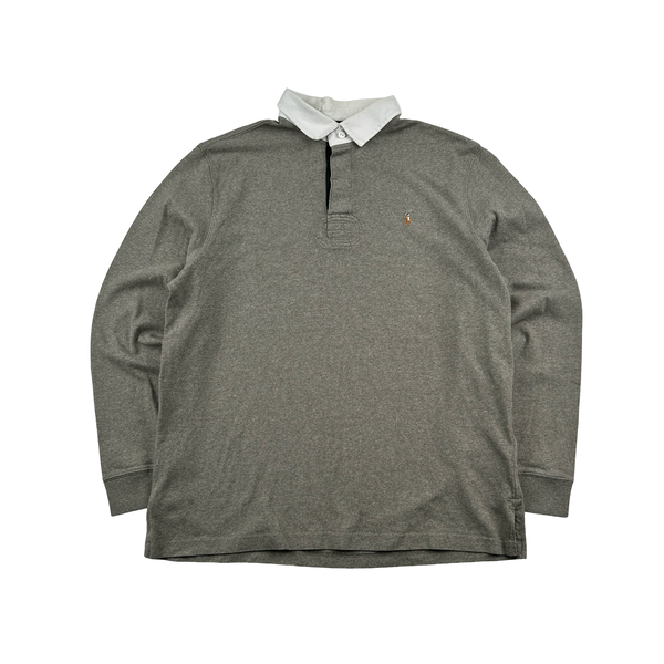 Ralph Lauren Grey Long Sleeve Rugby Polo Shirt - Large