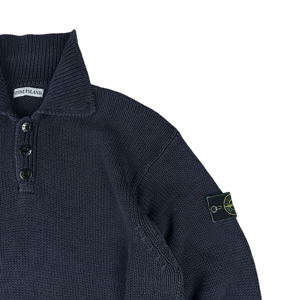 Stone Island Vintage 1998 Navy Knitted Cotton Jumper - XL