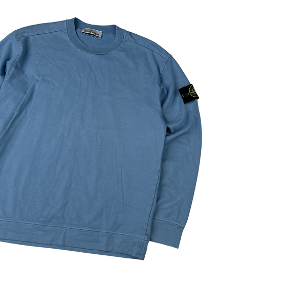 Stone Island 2022 Baby Blue Pullover Cotton Jumper - Small