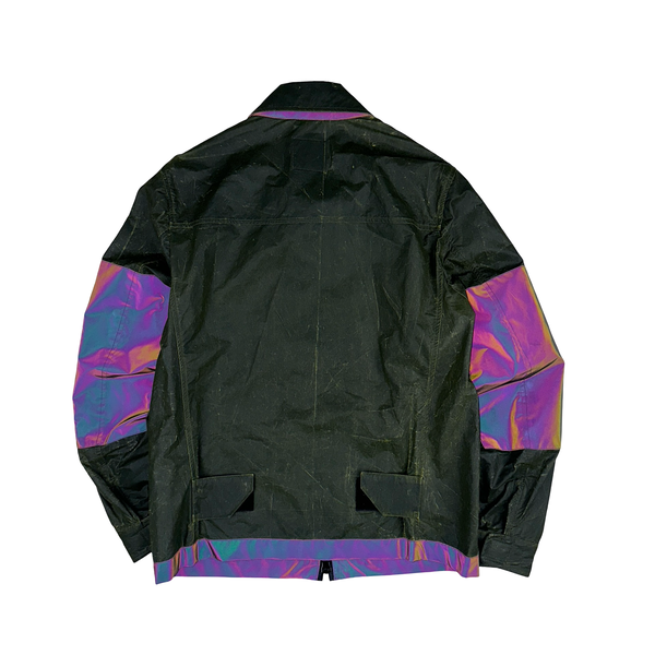 Plurimus Green Reflective Rubber Coated Zipped Overshirt - Large