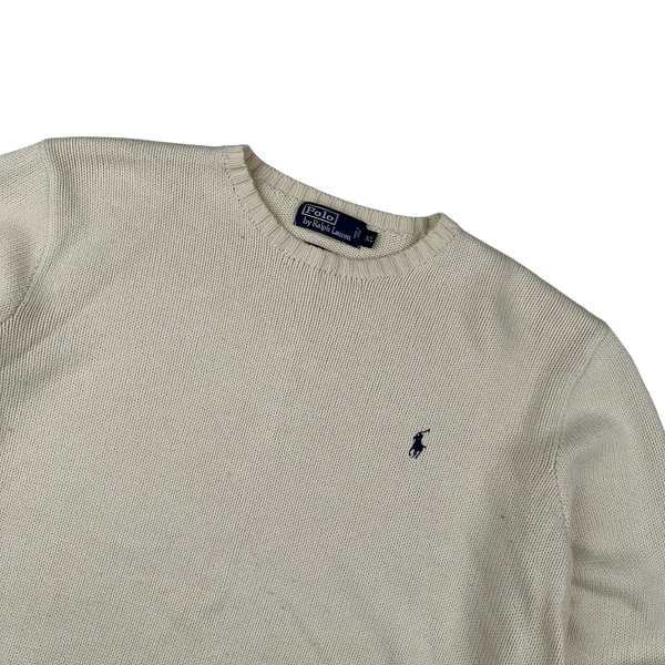 Ralph Lauren Cream Knit Crewneck Jumper - XL