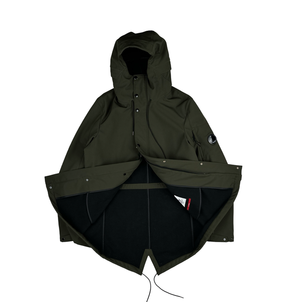 CP Company Khaki Fleece Lined Long Soft Shell Lens View Jacket - XL