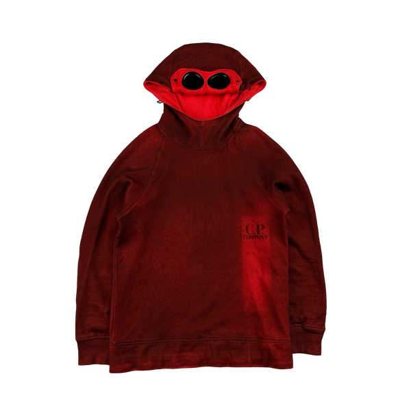 CP Company Red P.Ri.S.M Garment Dyed Goggle Hoodie - Small