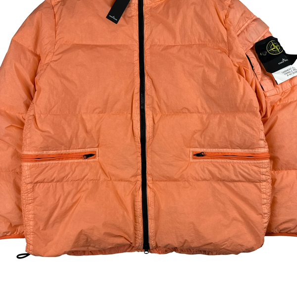 Stone Island 2022 Salmon Pink Crinkle R-NY Down Puffer Jacket - XL/XXL/3XL