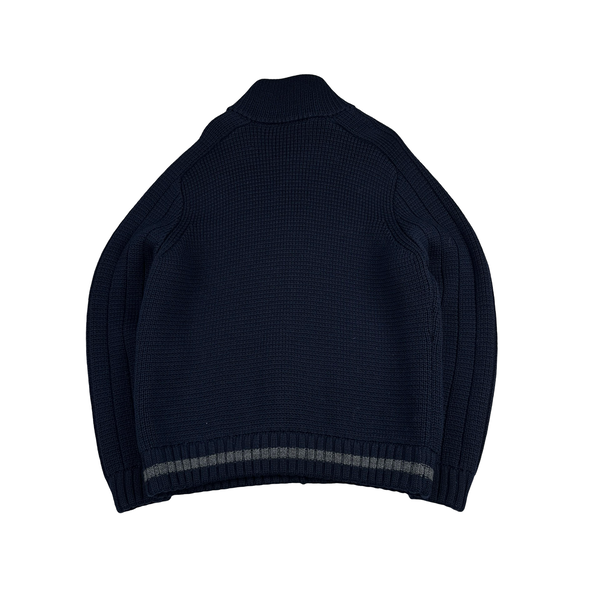 Gucci Navy Heavyweight Thick Wool Knit Zipped Jumper  - XL