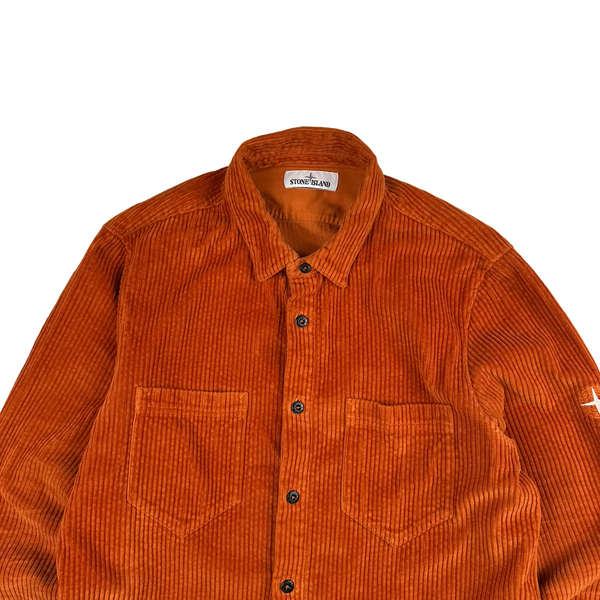 Stone Island 2019 Jumbo Cord Orange Overshirt - Large