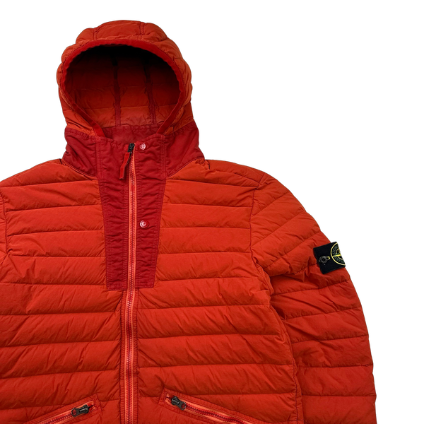 Stone Island Red Loom Woven Down Chambers Stretch Nylon Jacket - Large