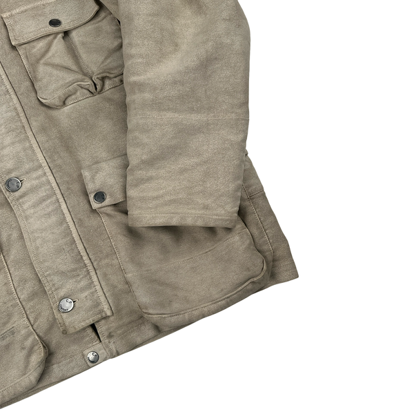 CP Company Beige Sherling Collar Moleskin Multi Pocket Goggle Jacket - XL