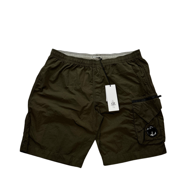CP Company Khaki Green Chrome Lens Viewer Shorts - Large