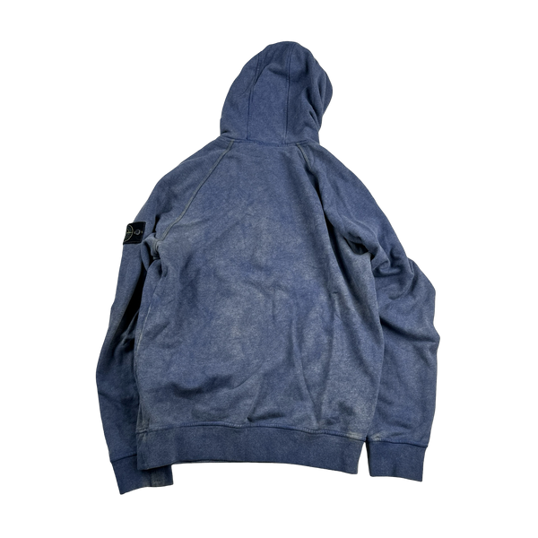 Stone Island 2021 Blue Cotton Dust Treatment Hoodie - Medium