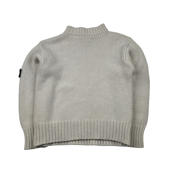 Stone Island Cream Vintage 2002 Knitted Crewneck Jumper - Medium
