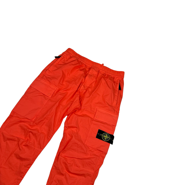 Stone Island 2022 Neon Red Parachute Cargo Trousers - 34"