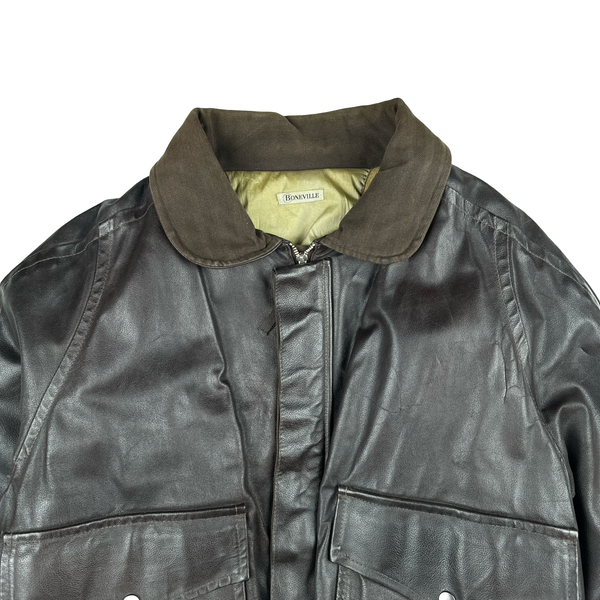 Boneville Vintage 80's Heavyweight Brown Leather Jacket - Large
