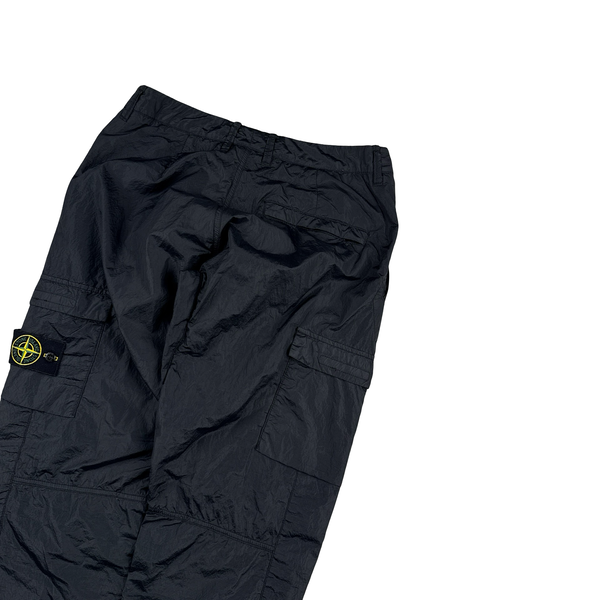 Stone Island Black Seersucker Nylon Rip Stop Cargo Trousers - Medium