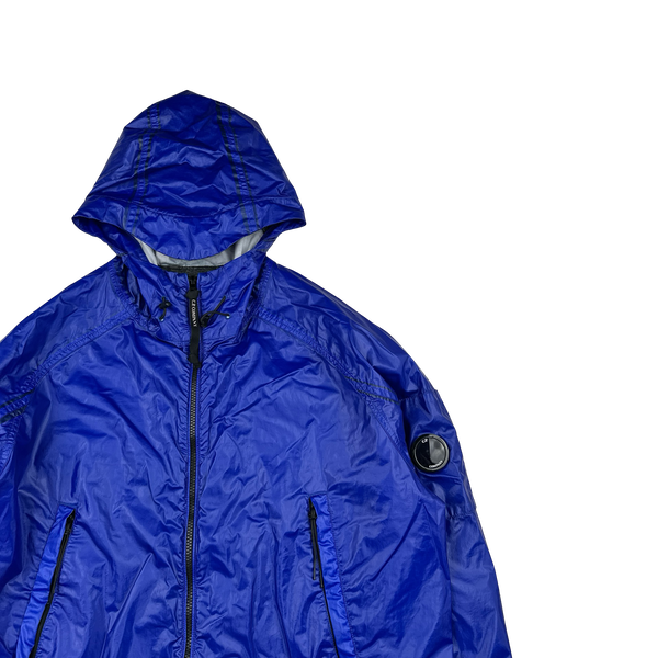 CP Company Blue Garment Dyed Rubber Hooded Jacket - 3XL