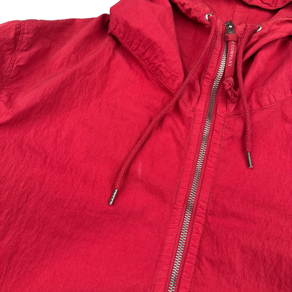 CP Company Red Cotton Lightweight Lens View Hooded Jacket - XXL