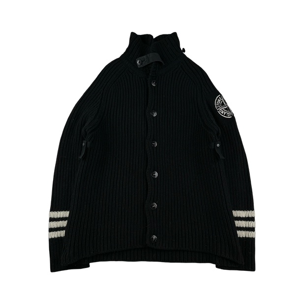 Stone Island 2005 Heavyweight Wool Knit Spellout Cardigan - XL