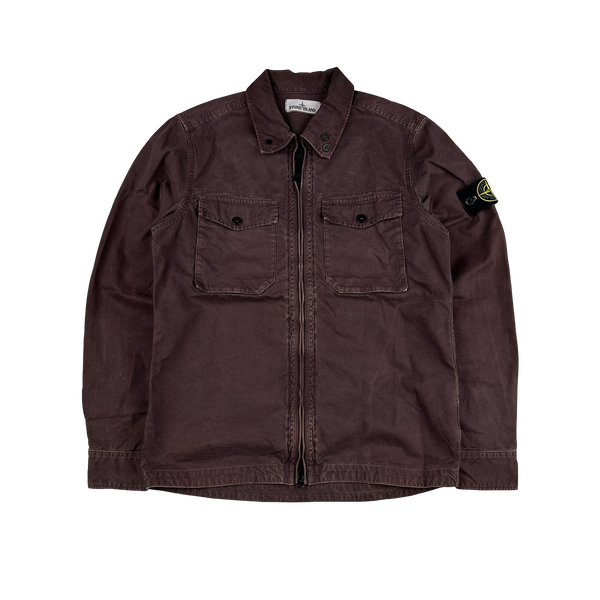 Stone Island 2015 Burgundy Thick Cotton Overshirt - Small