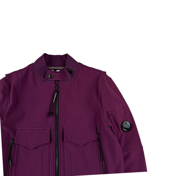 CP Company Purple Fleece Lined Soft Shell Bomber Jacket - Large