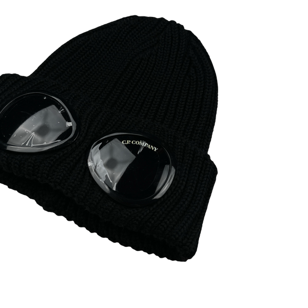 CP Company Black Merino Wool Goggle Beanie