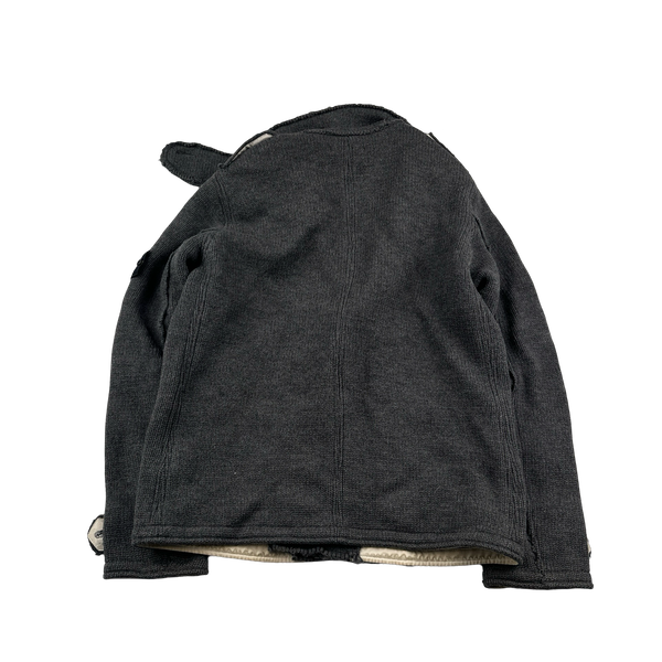 Stone Island 2008 Charcoal Double Breasted Wool Pea Coat - Large