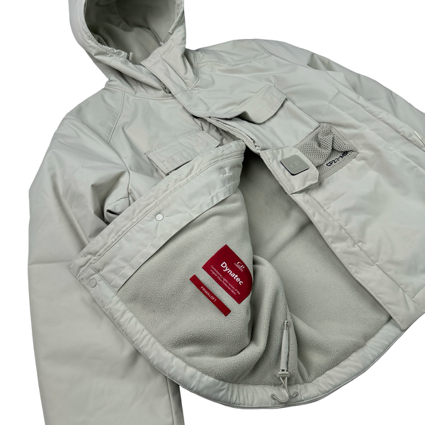 CP Company Cream Fleece Lined Heavyweight Dynatec Metropolis Jacket - Large