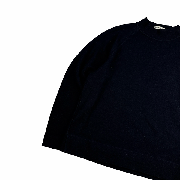 Stone Island Vintage Green Edge 1998 Black Wool Blend Mock Neck Jumper - XL