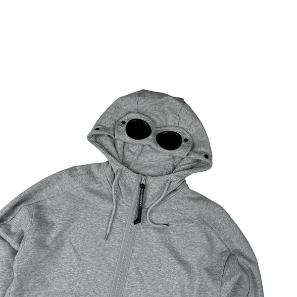 CP Company Grey Cotton Goggle Hoodie - Small