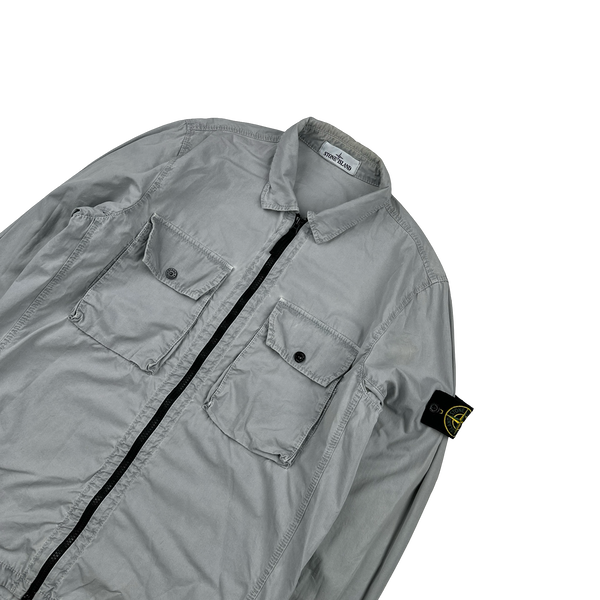 Stone Island 2021 Grey Cotton Zipped Overshirt - Medium