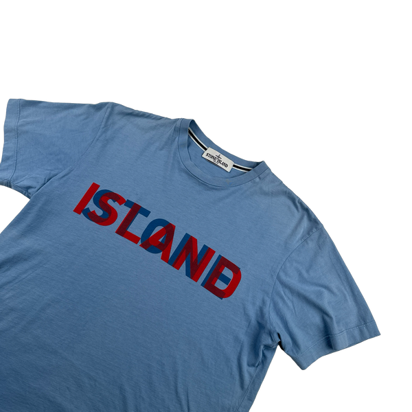 Stone Island 2013 Blue Cotton Spellout Graphic T Shirt - Large