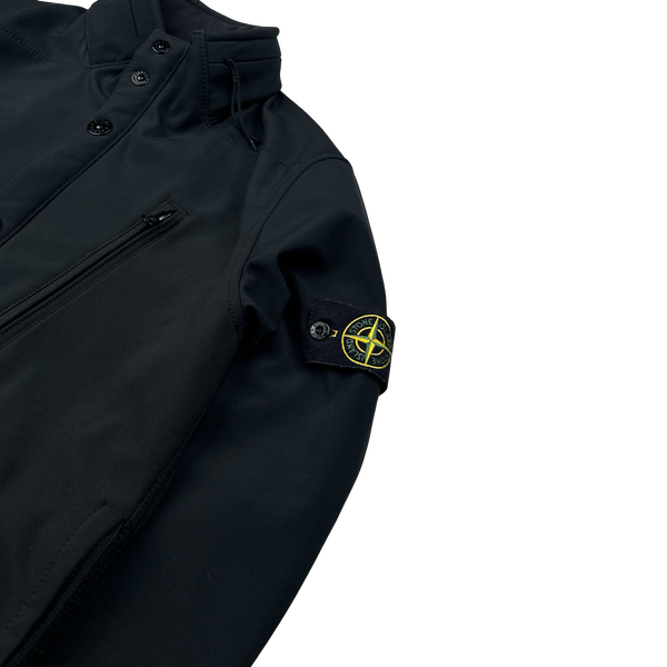 Stone Island Black Soft Shell Fleece Lined Jacket - Small
