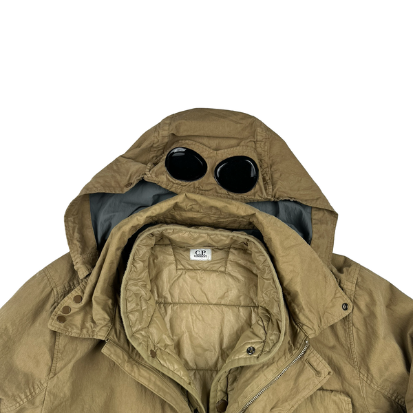 CP Company 50 Fili Down Filled Brown Goggle Jacket - Small
