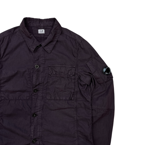 CP Company Burgundy Button Up Overshirt - Large