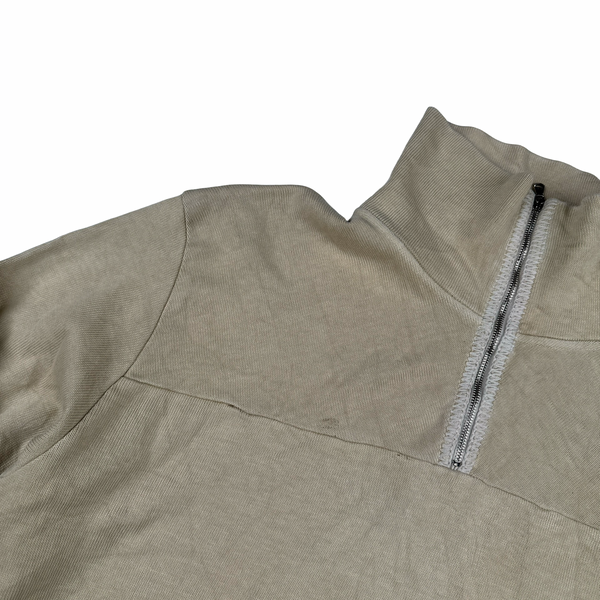 Stone Island 2000 Cotton Cream Quarter Zip Crewneck Jumper - XL