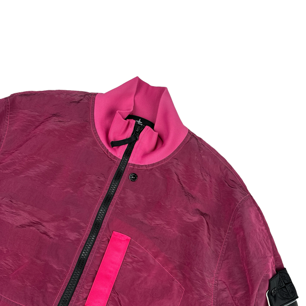 Stone Island 2020 Pink Striped Nylon Metal Jacket - XL