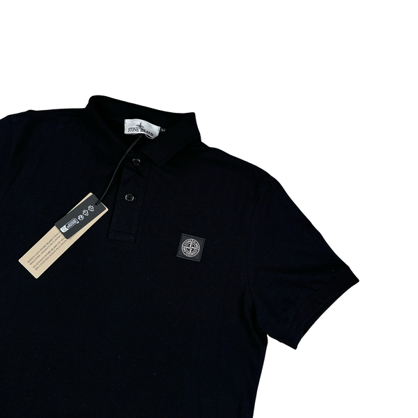 Stone Island 2024 Black Patch Polo Shirt - Medium