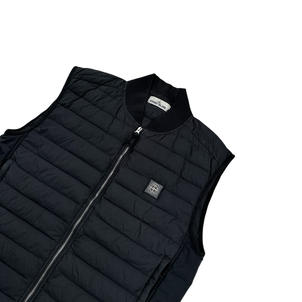 Stone Island 2020 Black Loom Woven Down Chambers Stretch Nylon-TC Gilet - Large