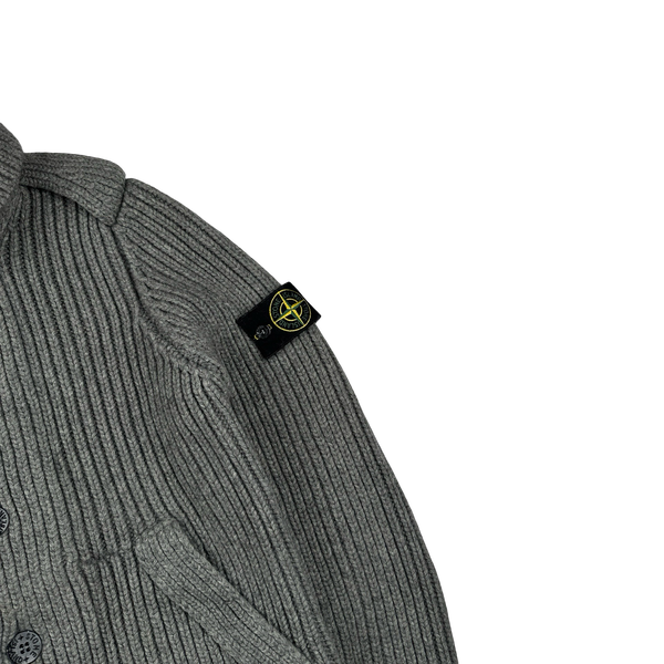 Stone Island 2008 Wool Grey Buttoned Cardigan Jumper - Large
