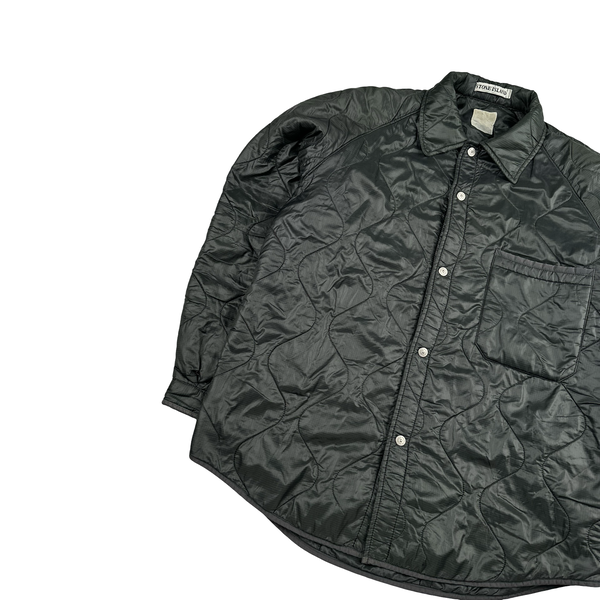 Stone Island 1999 Vintage Khaki Buttoned Quilted Jacket - Large
