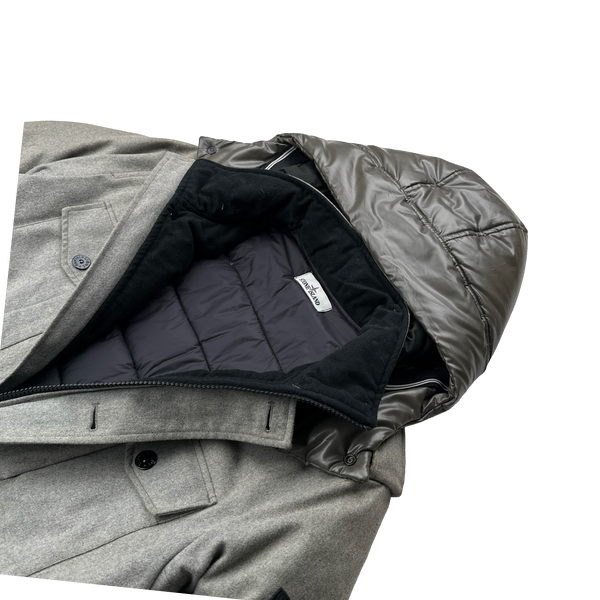 Stone Island 2014 Grey Ice Wool Blend Down Jacket - XL