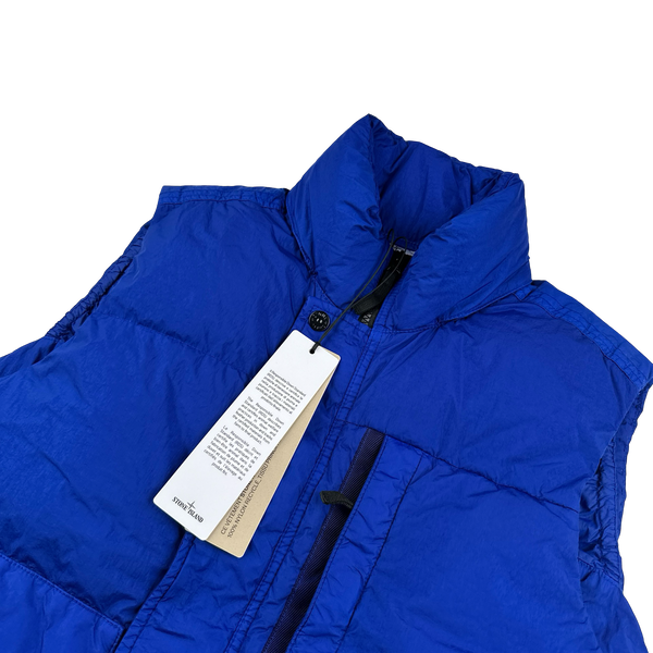 Stone Island 2023 Blue Crinkle Reps R-NY Down Gilet - Small